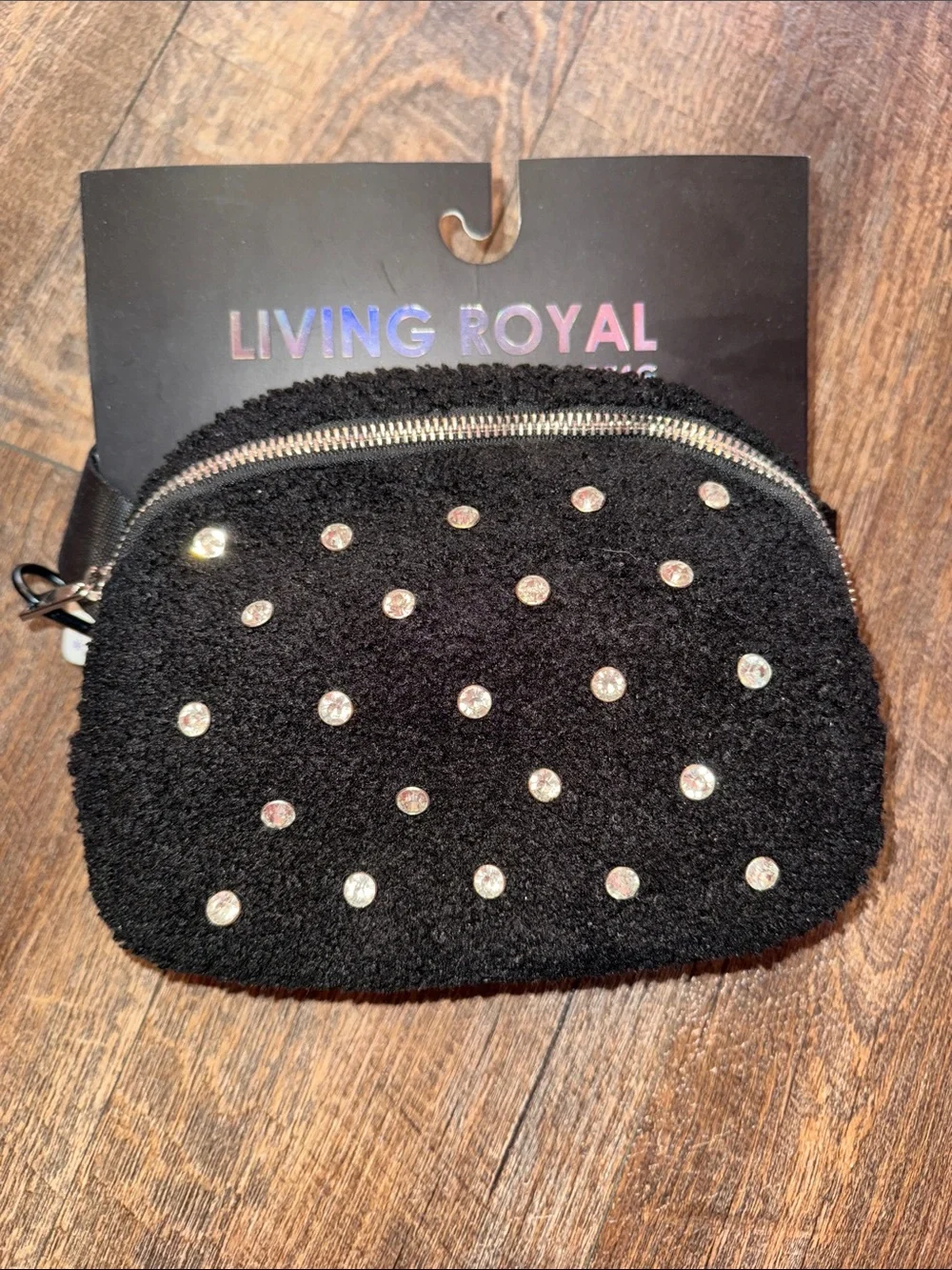 Black Crystal-Embellished Belt Bag